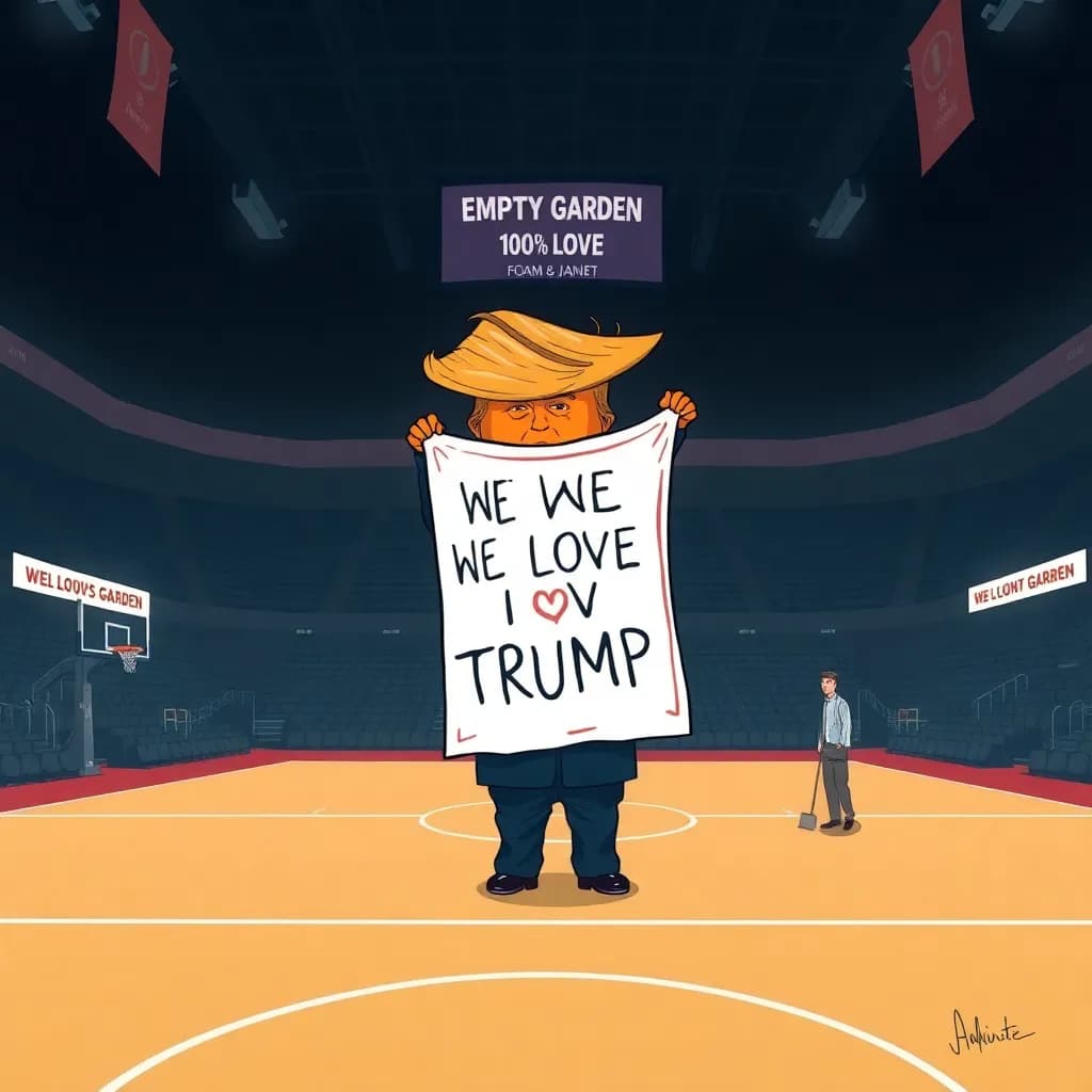 Trump buhet ud af Madison Square Garden, insisterer på at New York elsker ham i klokken 2 om natten